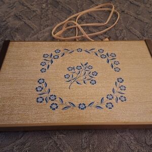Vintage 70s Blue Floral Atlantic Precision Works Electric Warming Tray